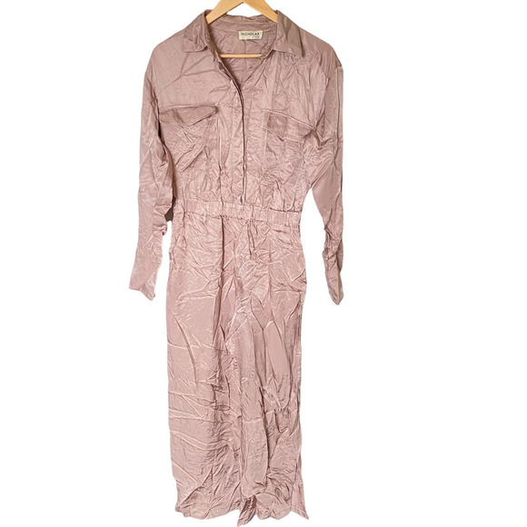 Nicholas Emma Jumpsuit  Satin Long Sleeve Size 0 - Picture 4 of 10